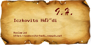 Iczkovits Hédi névjegykártya